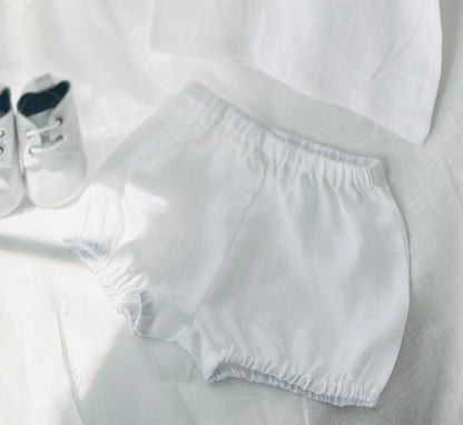white pure linen bloomers