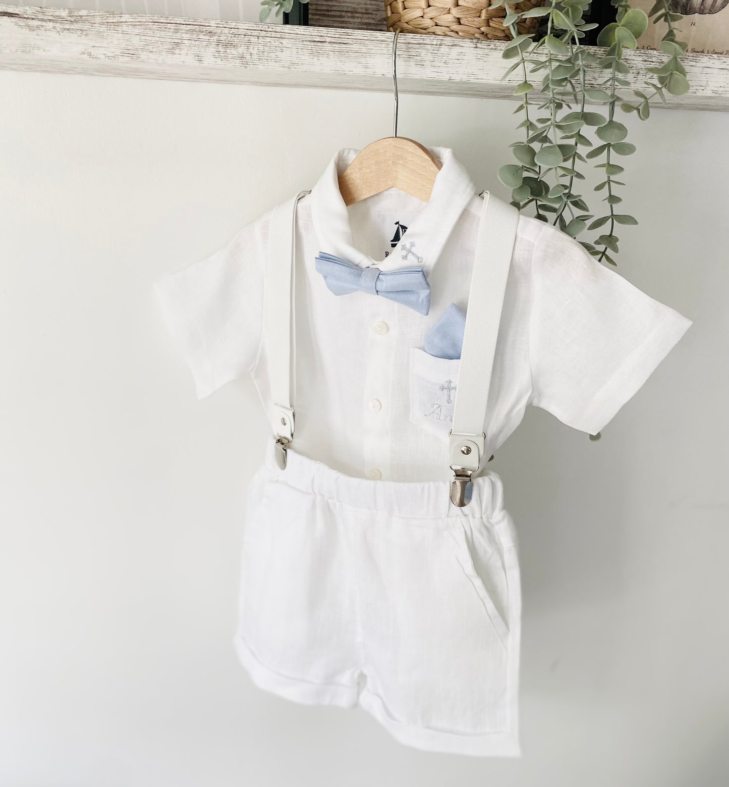 Boys white pure linen shorts