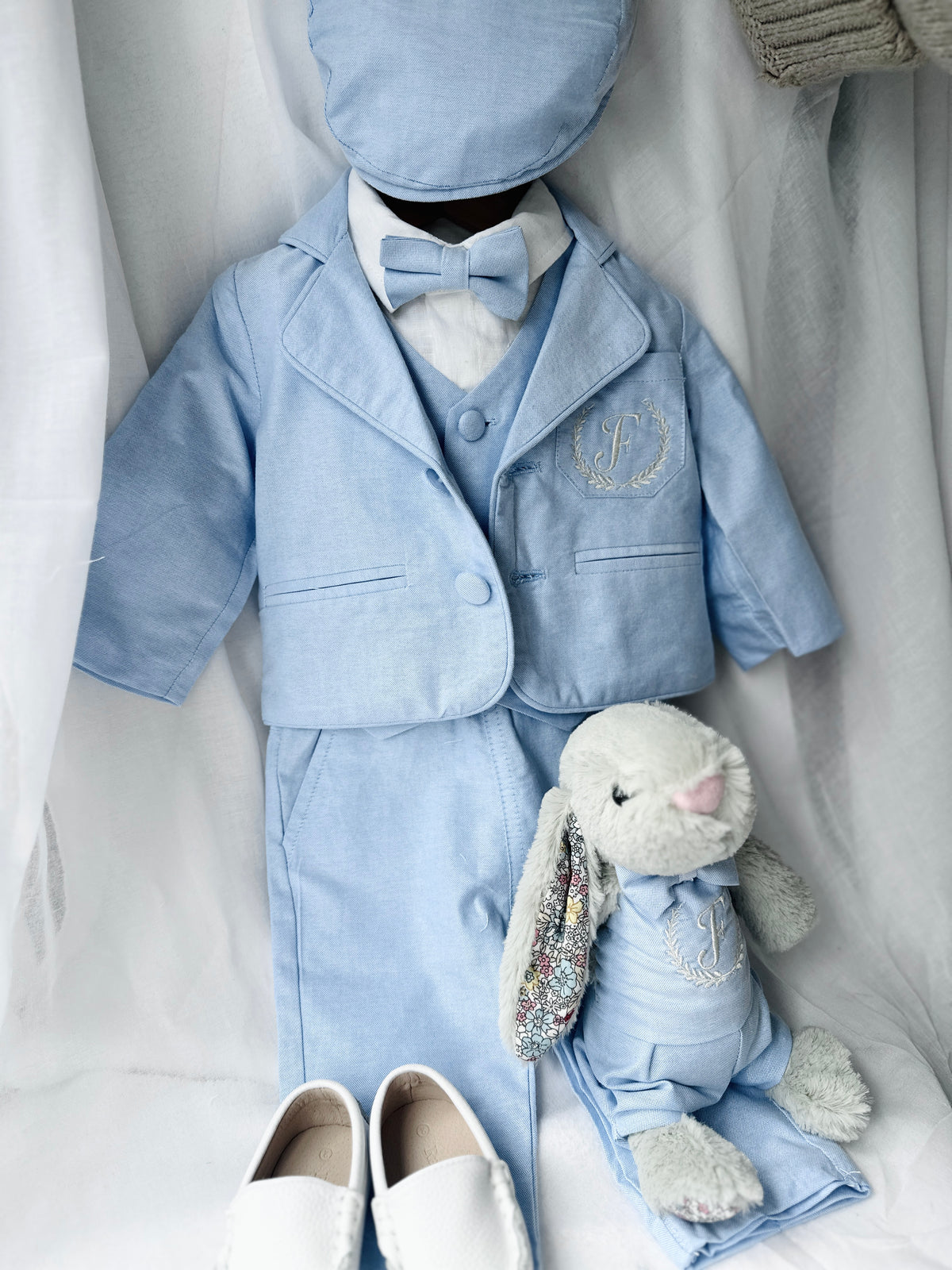 Pale Blue Chambray Vest Suit with optional Jacket