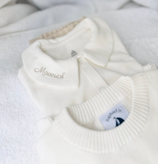 Long Sleeve Collared Cotton Onesie Bodysuit