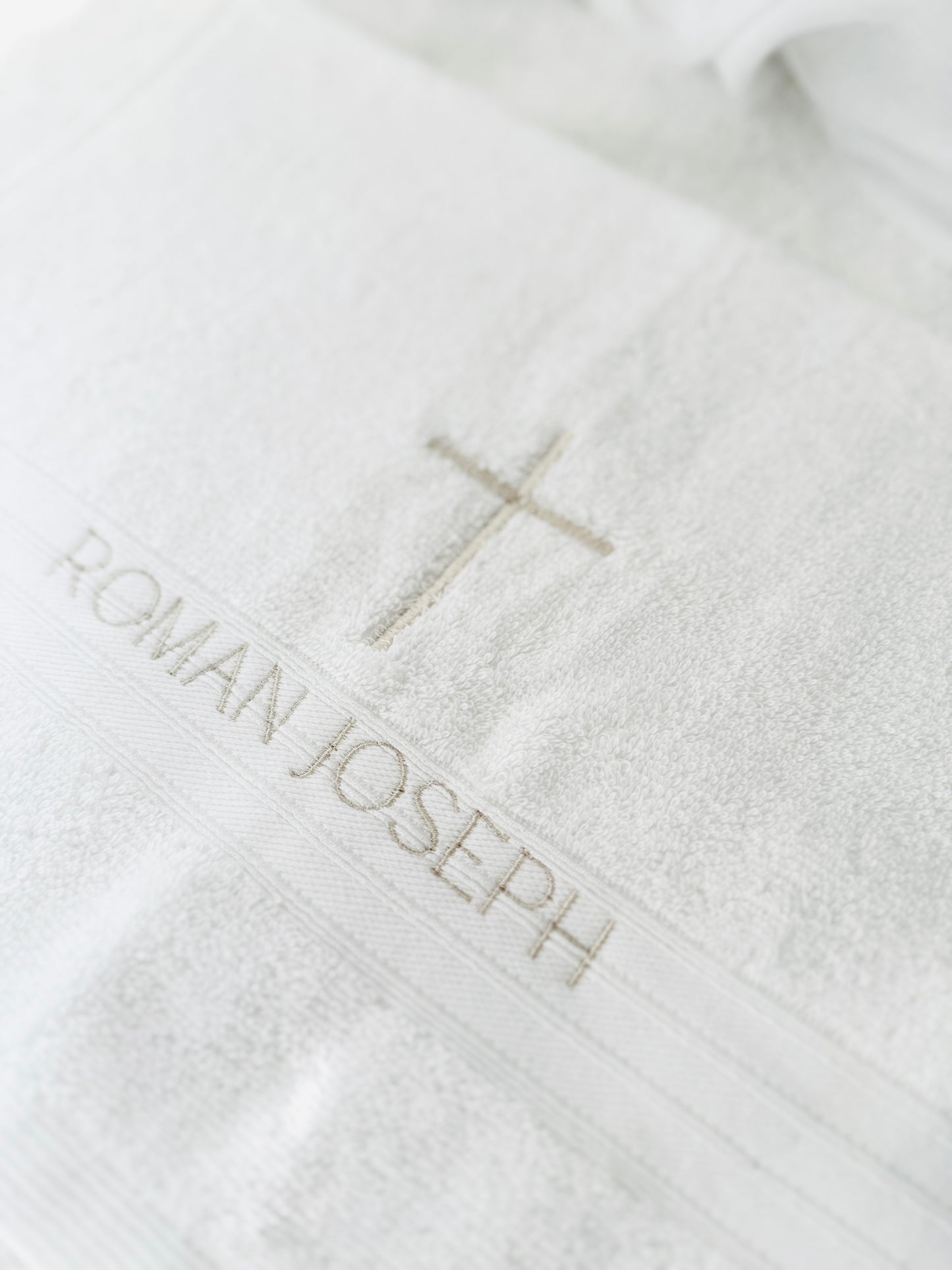 Embroidered Baptism and Christening bath towel