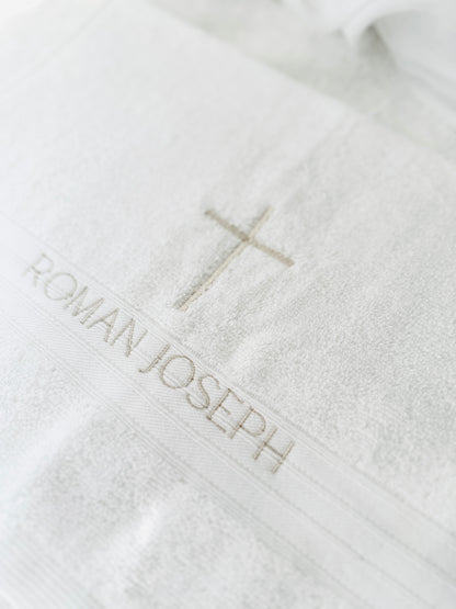 Embroidered Baptism and Christening bath towel