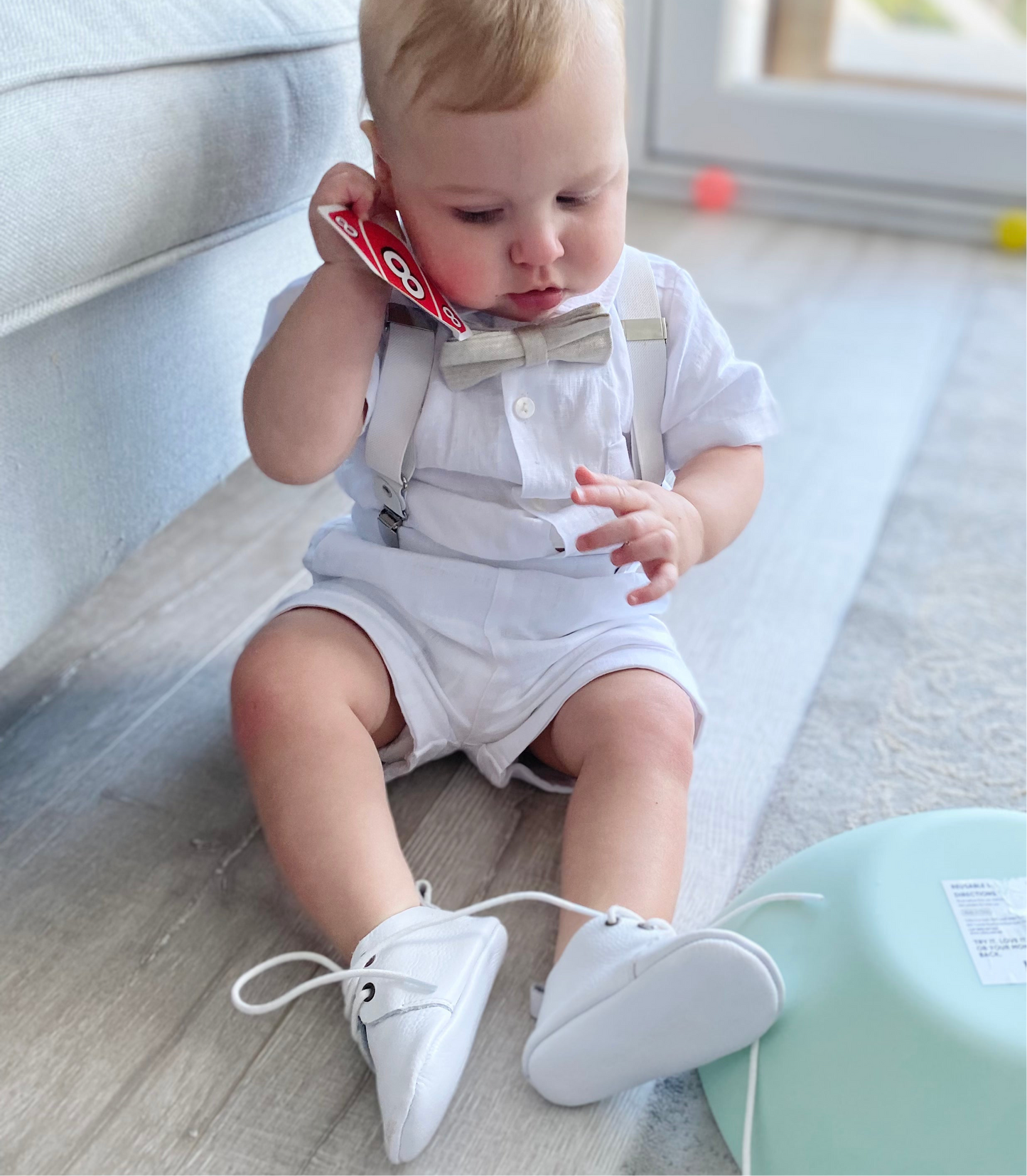 Boys white pure linen shorts