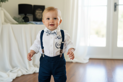 Boys Navy blue linen Summer suit