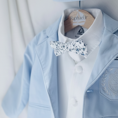 Pale Blue Suit with white linen vest and optional Jacket