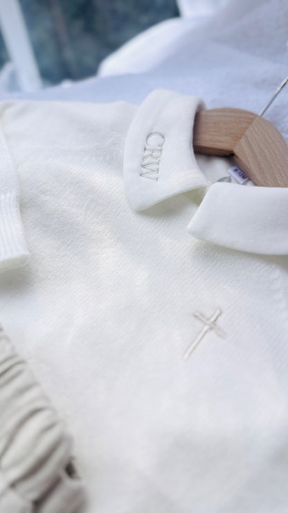 Long Sleeve Collared Cotton Onesie Bodysuit
