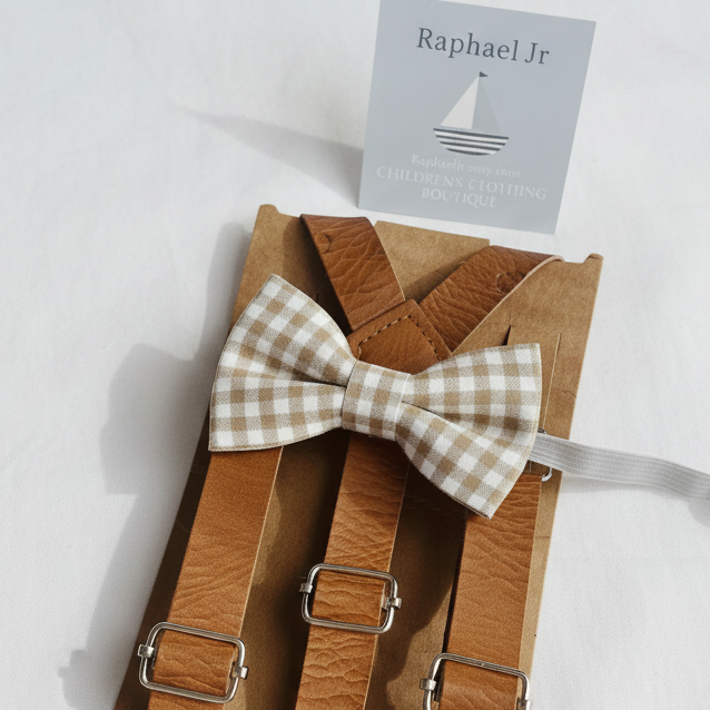 Baby and toddler bow ties and suspenders set
