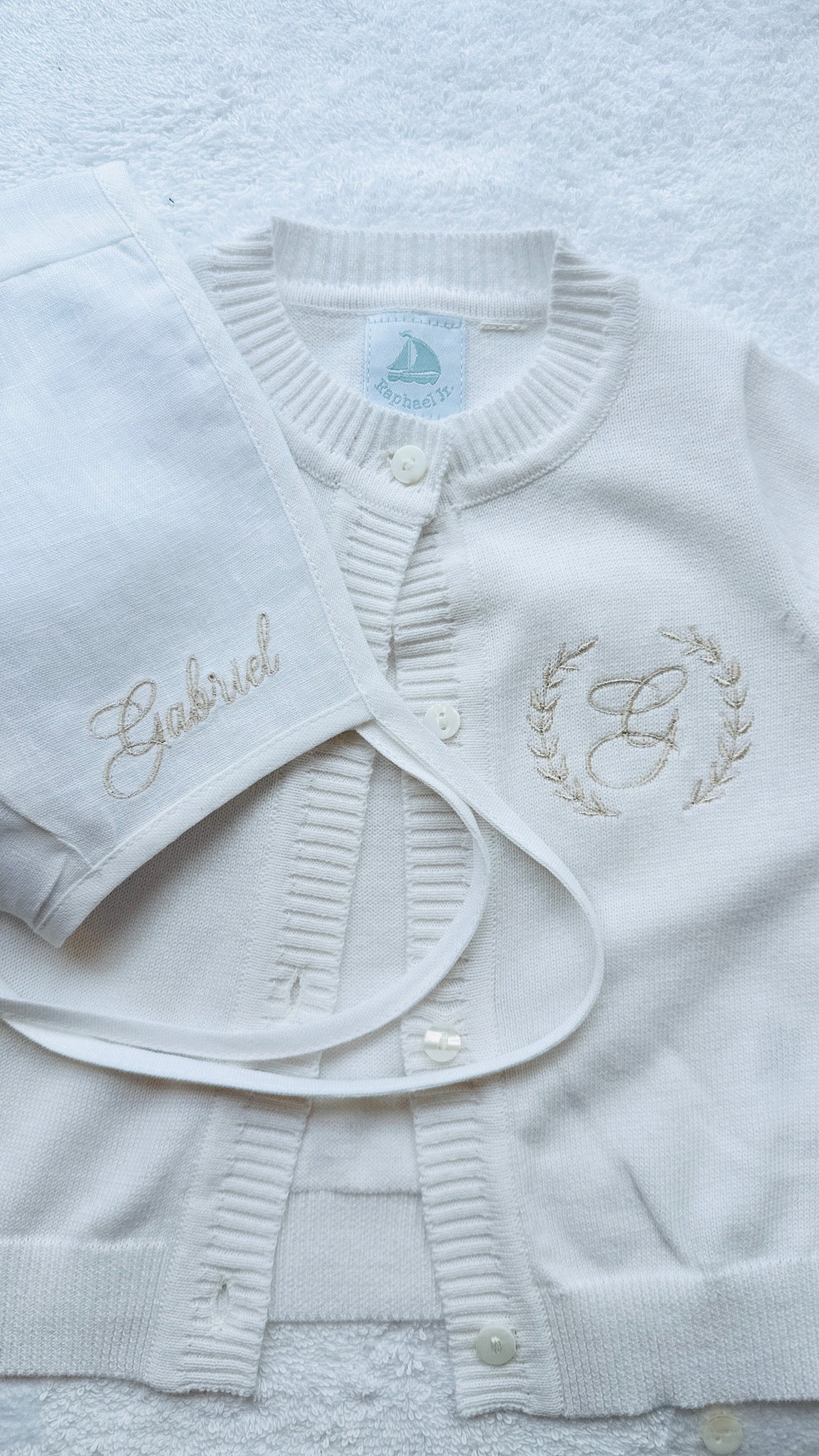 Embroidered Baptism and Christening bath towel