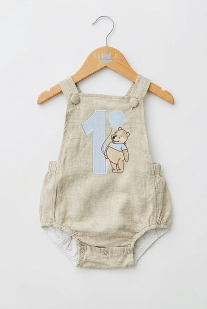 White beige or blue Pooh bear romper