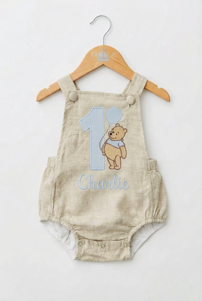 White beige or blue Pooh bear romper