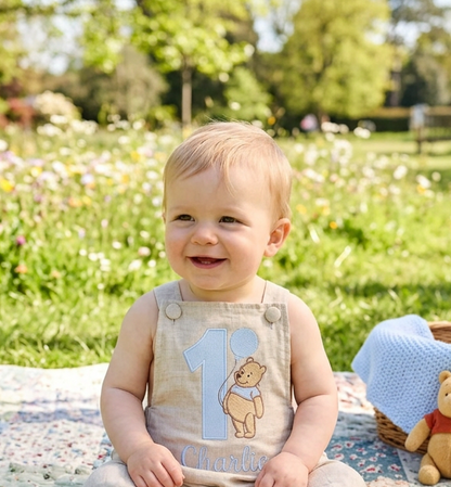 White beige or blue Pooh bear romper