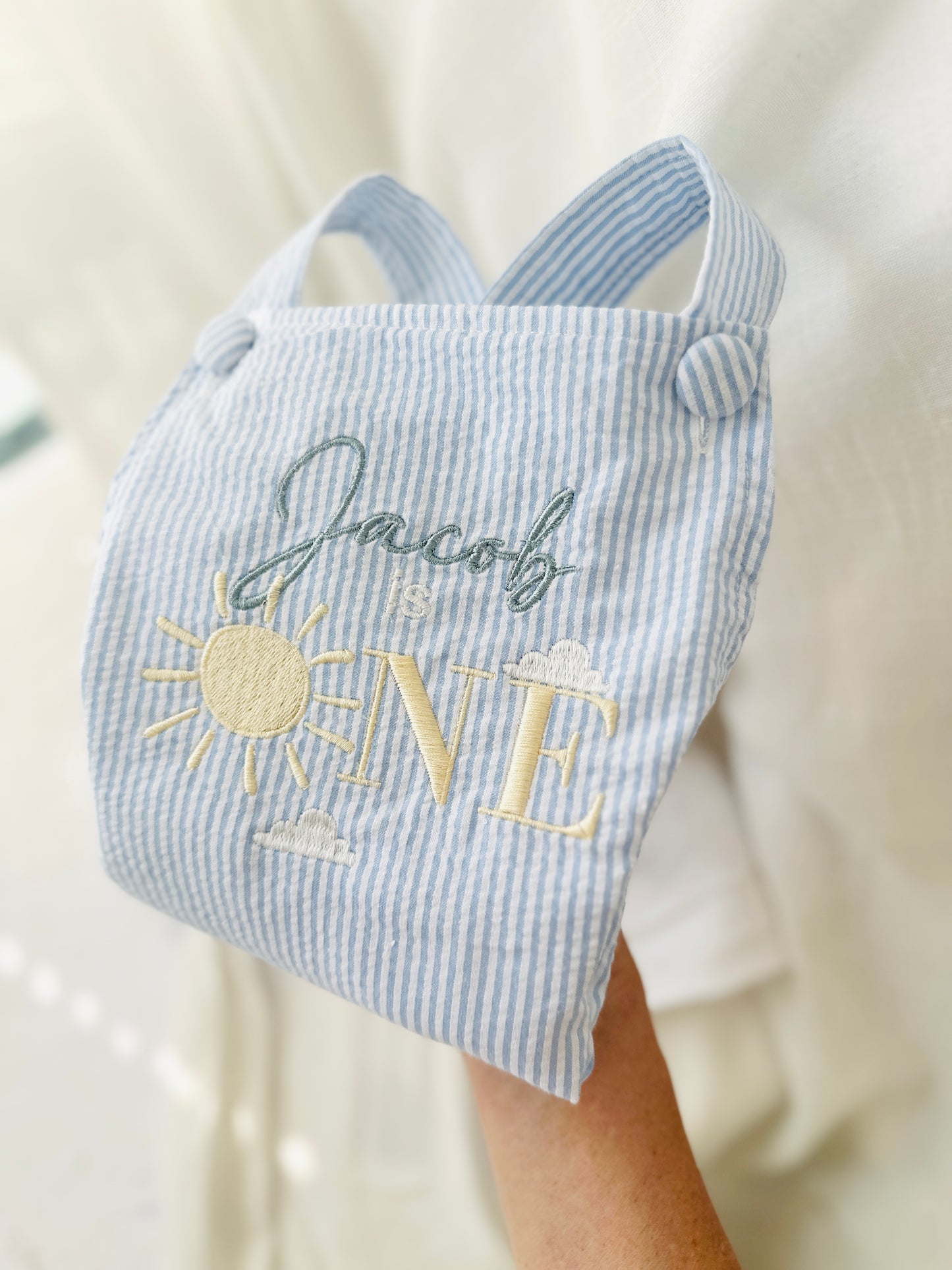 Boys White Linen First Birthday overalls romper one silly goose onederful world oneder the sea teddy car balloons and more