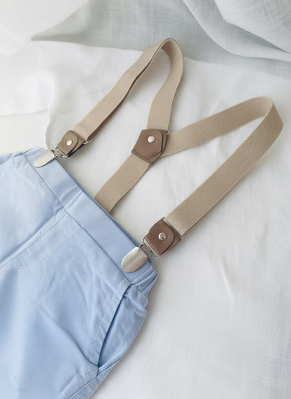 Boys pale baby blue chambray cotton shorts