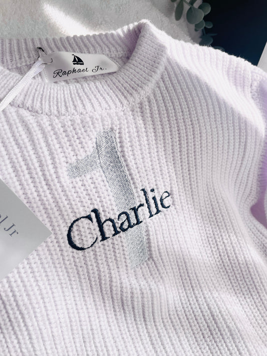 Baby first birthday whale teddy safari balloon sweater jumper with embroidery of your choice