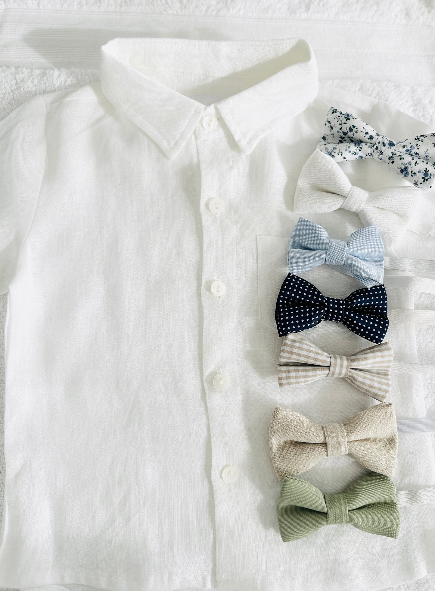 Baby and children's Pure linen white short sleeved shirt
