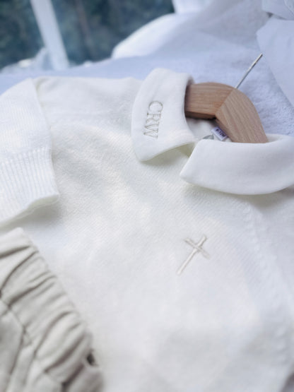Long Sleeve Collared Cotton Onesie Bodysuit