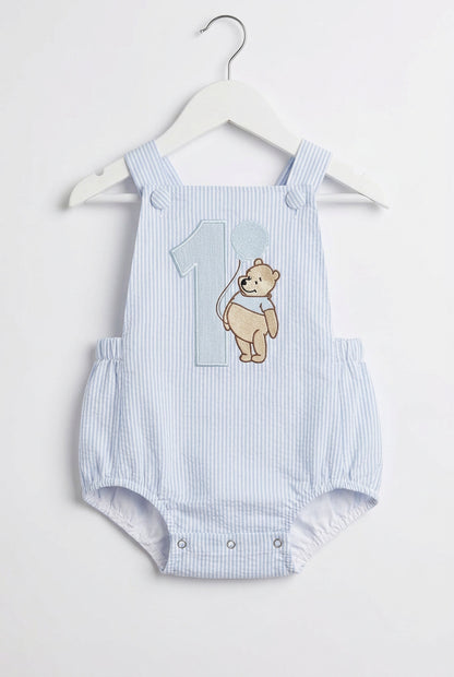White beige or blue Pooh bear romper