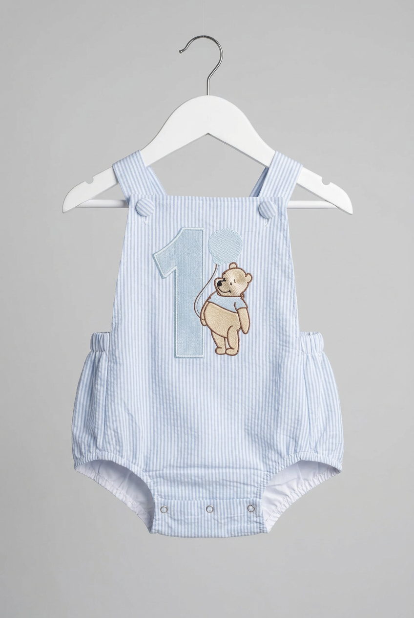 White beige or blue Pooh bear romper
