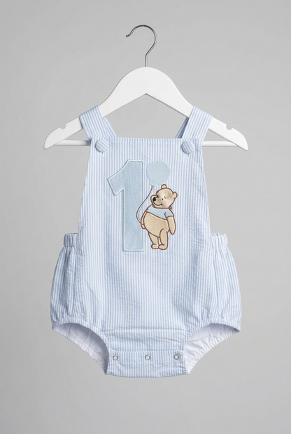 White beige or blue Pooh bear romper