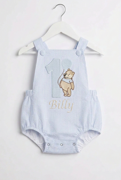 White beige or blue Pooh bear romper