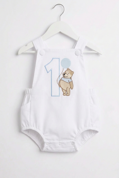 White beige or blue Pooh bear romper