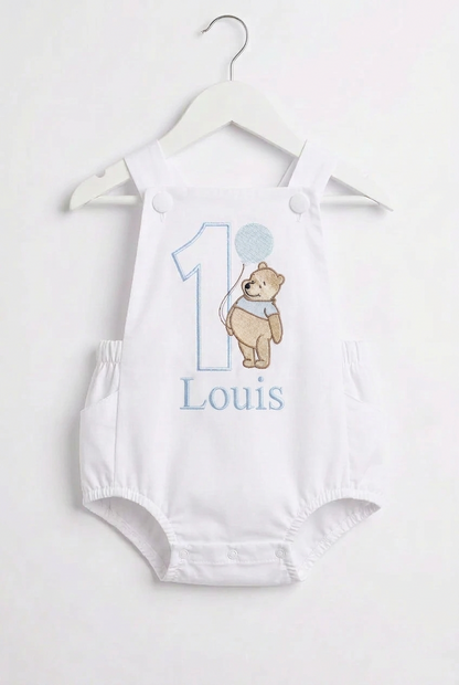 White beige or blue Pooh bear romper