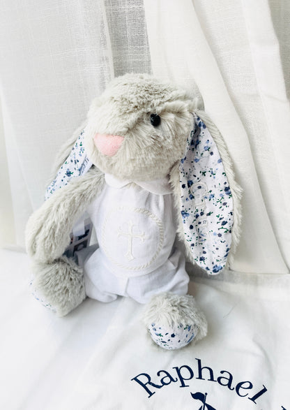 Boys Pale Blue chambray Jacket and White Linen Baptism Outfit