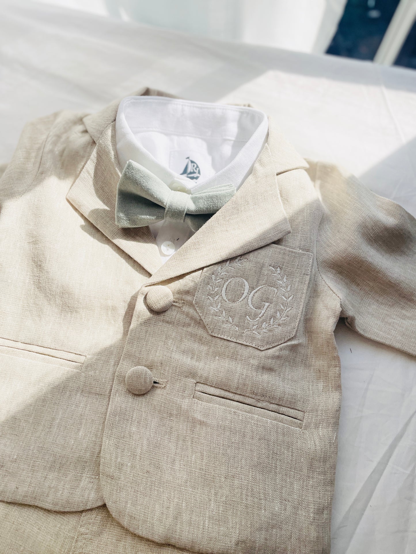 Beige natural linen Blazer jacket coat for babies and toddlers