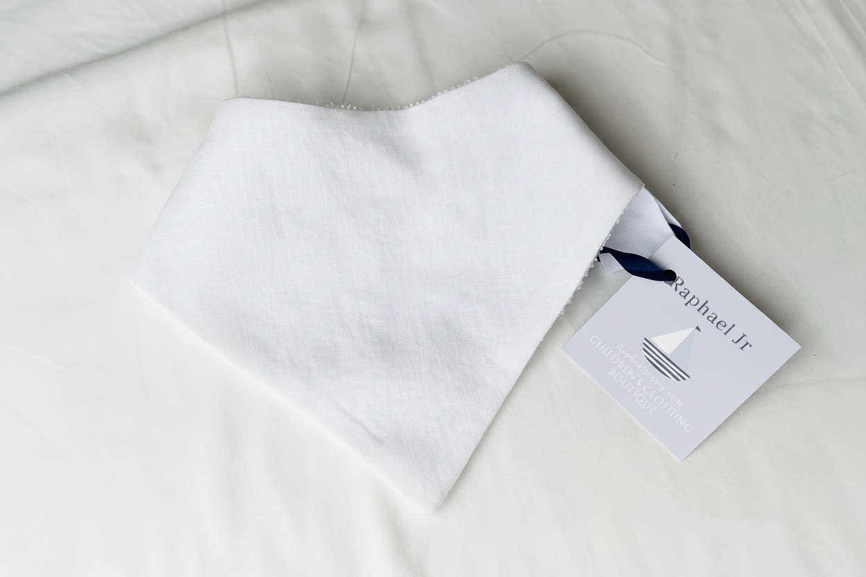 White linen Baptism Christening bib with optional embroidery