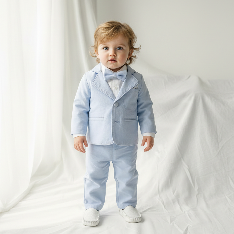 Pale Blue chambray cotton blazer jacket