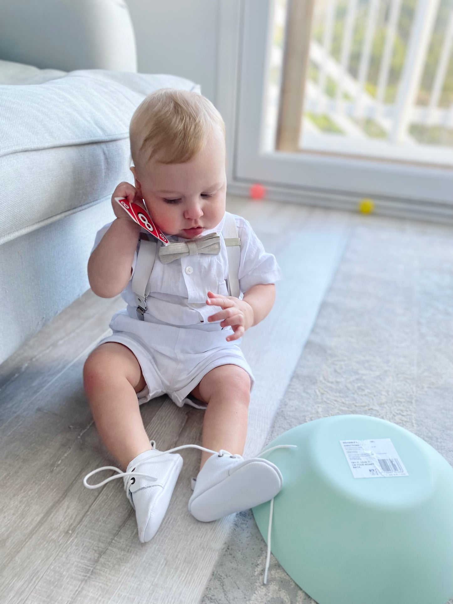 Boys white pure linen shorts