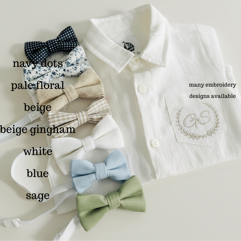 Baby and children's Pure linen white short sleeved shirt