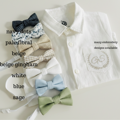 Baby and children's Pure linen white short sleeved shirt