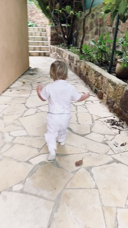 Boys white pure linen pants