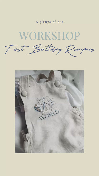 Boys Blue or white Birthday romper overalls Peter Rabbit