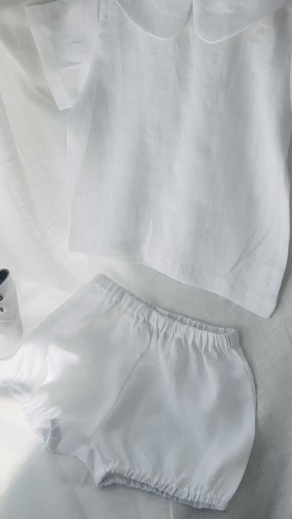 white pure linen bloomers